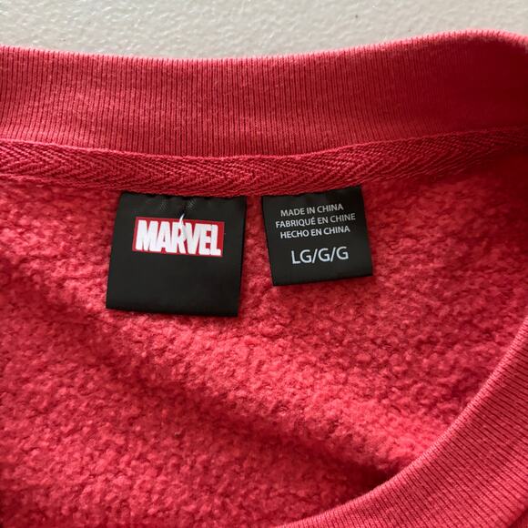 Marvel Men's Size Large Red Deadpool Graphic Superhero Long Sleeve Sweatshirt - Picture 3 of 8